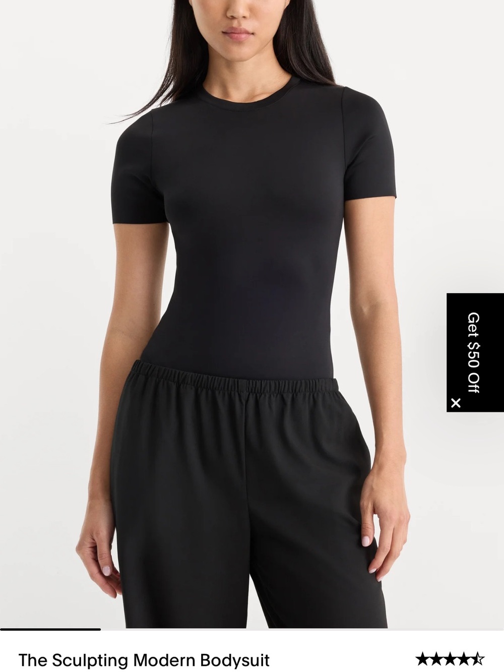 Good American Black Short-Sleeve Sculpting Bodysuit
